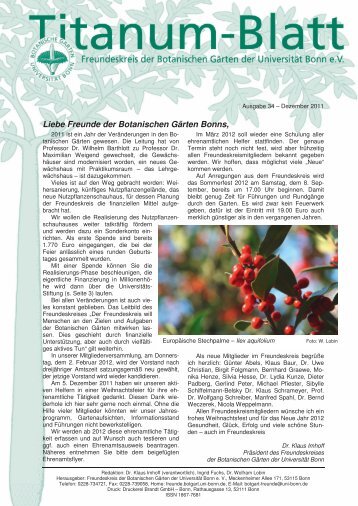 Ausgabe 34, Dezember 2011 - Freundeskreis Botanische Gärten ...