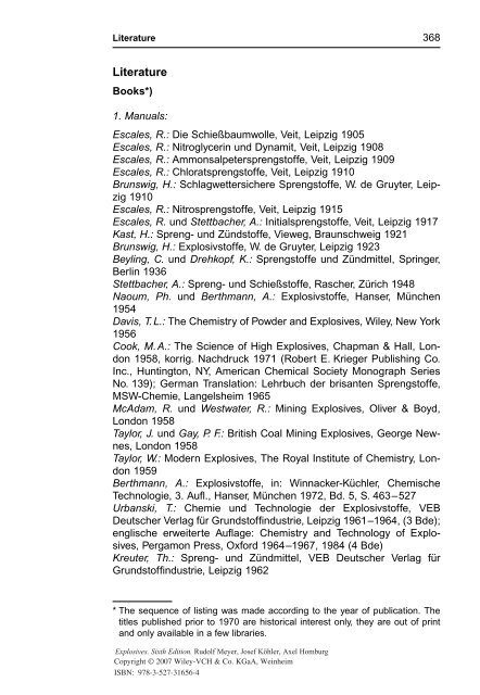 R. Meyer J. Köhler A. Homburg Explosives