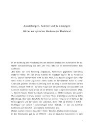 Ausstellungen, Galerien und Sammlungen - Dr. W. Peter Gerlach, Köln