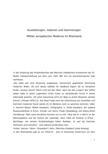Ausstellungen, Galerien und Sammlungen - Dr. W. Peter Gerlach, Köln