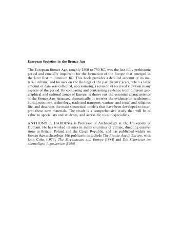 European Societies in the Bronze Age The European Bronze Age ...