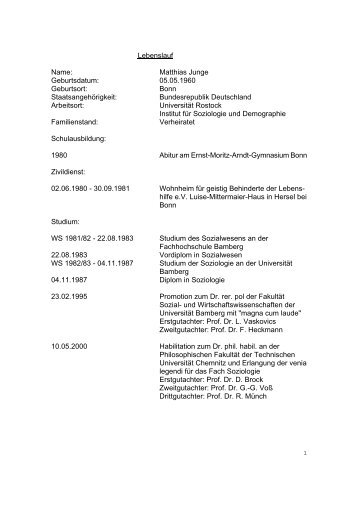 Lebenslauf Name: Matthias Junge Geburtsdatum - Wirtschafts- und ...