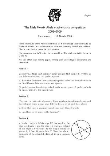 The Niels Henrik Abels mathematics competition 2008–2009