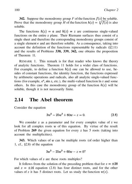 Abel's theorem in problems and solutions - School of Mathematics