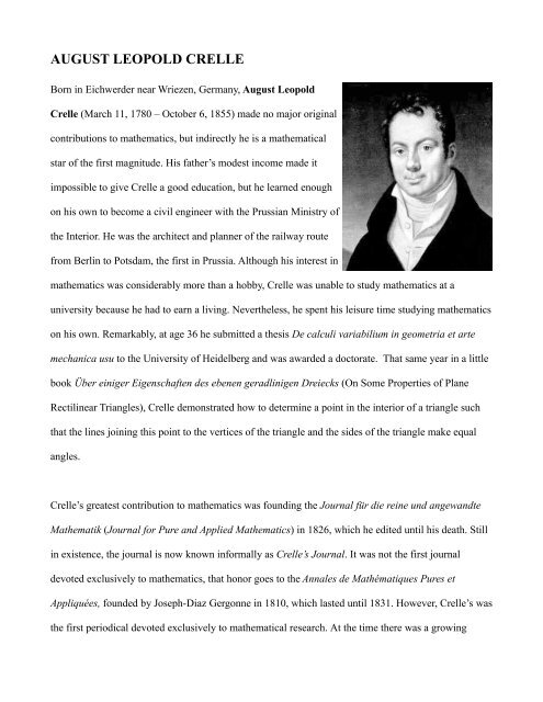 AUGUST LEOPOLD CRELLE