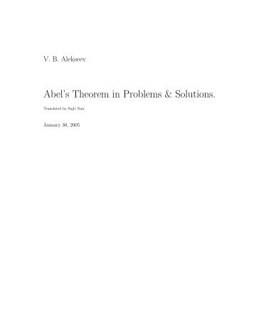 Abel's Theorem in Problems & Solutions. - Sujit Nair