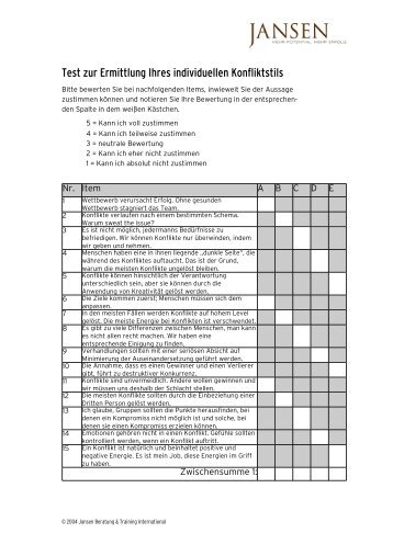 Test zur Ermittlung Ihres individuellen Konfliktstils - Jansen Beratung ...