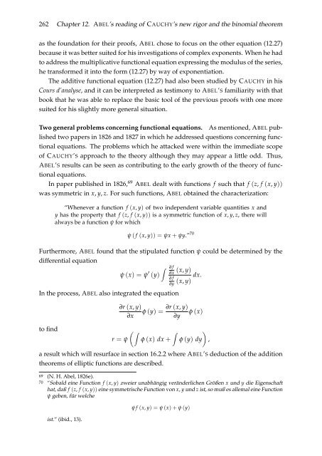 RePoSS #11: The Mathematics of Niels Henrik Abel: Continuation ...