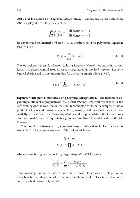 RePoSS #11: The Mathematics of Niels Henrik Abel: Continuation ...