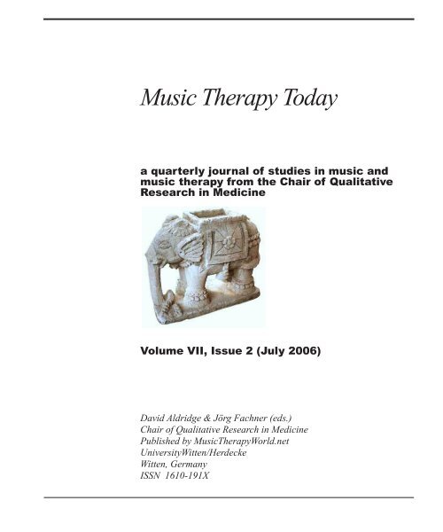 Music Therapy Today WFMT online journal Vol. 18, No. 1 by World