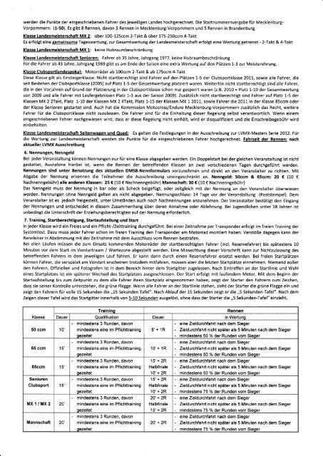 Ausschreibung MX Landesmeisterschaft 2012 ... - Motorsport in M-V