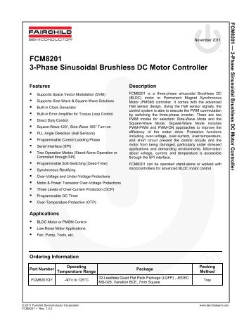 FCM8201 3-Phase Sinusoidal Brushless DC Motor Controller