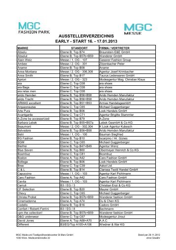 Markenregister - MGC Fashion Park