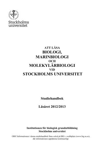 Studiehandboken - BIG - Stockholms universitet