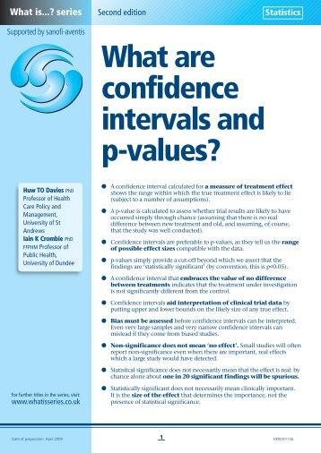 What are confidence intervals and p-values? - Medical Sciences ...