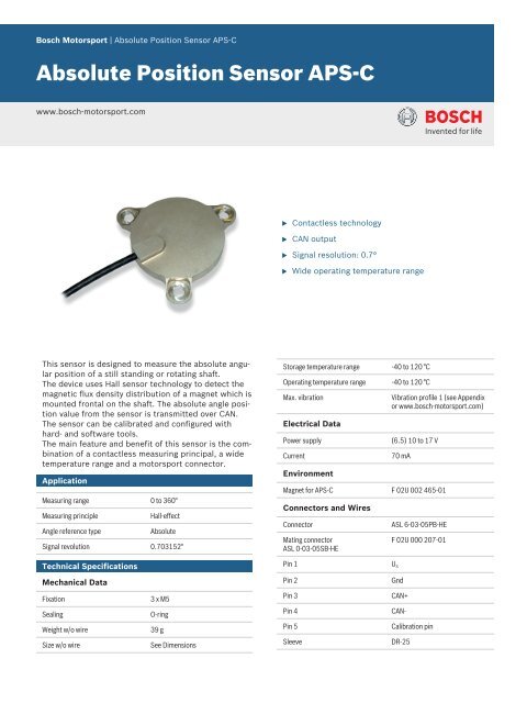 Absolute Position Sensor APS-C - Bosch Motorsport
