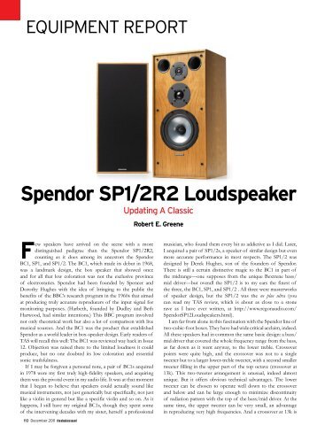 Spendor SP1/2R2 Loudspeaker