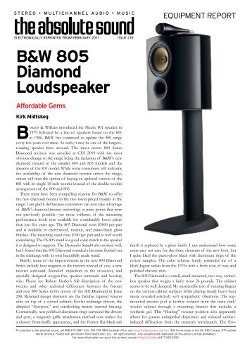 B&W 805 Diamond Loudspeaker - B&W Group North America