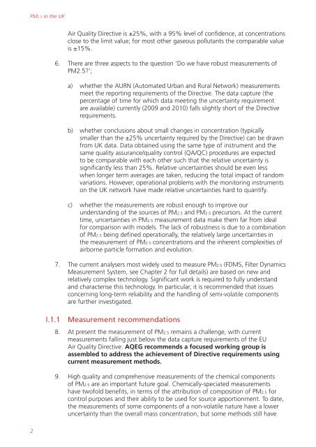 Air quality expert group - Fine particulate matter (PM2.5) in ... - Defra