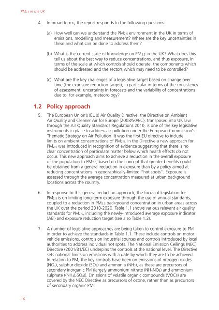 Air quality expert group - Fine particulate matter (PM2.5) in ... - Defra