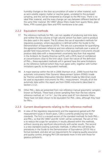 Air quality expert group - Fine particulate matter (PM2.5) in ... - Defra