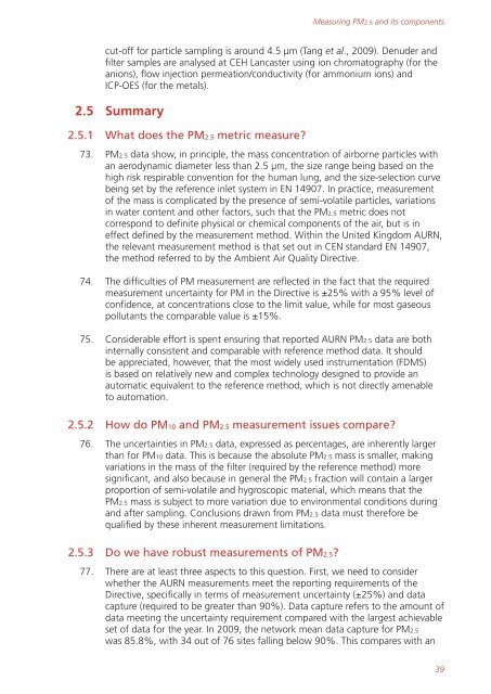 Air quality expert group - Fine particulate matter (PM2.5) in ... - Defra