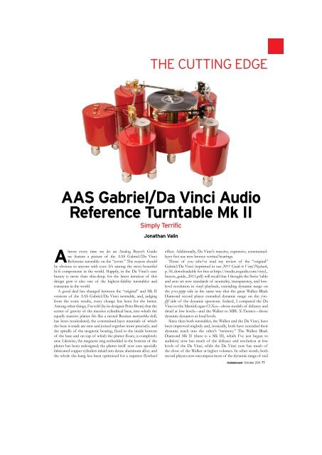 AAS Gabriel/Da Vinci Audio Reference Turntable Mk II