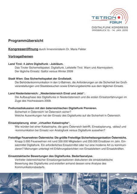 Erster Digitalfunk Kongress Österreichs - Leitstelle Tirol