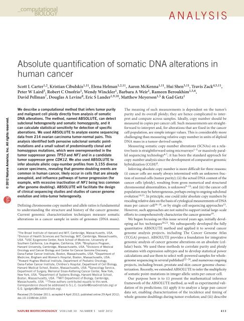 Absolute quantification of somatic DNA alterations in ... - Nature