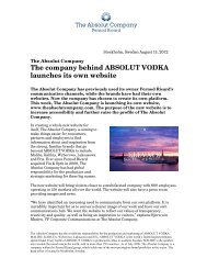 The company behind ABSOLUT VODKA launches its own website