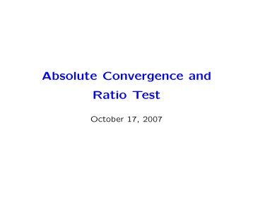 Absolute Convergence and Ratio Test