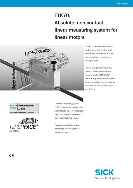 TTK70: Absolute, non-contact linear measuring system ... - Mysick.com