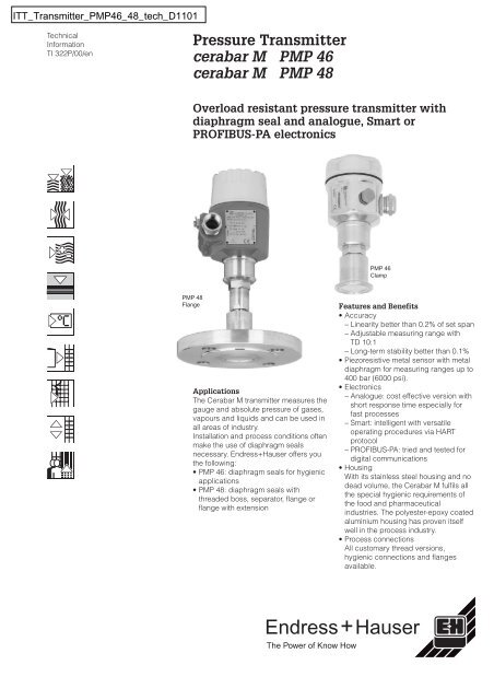 Pressure Transmitter cerabar M PMP 46 cerabar M PMP 48