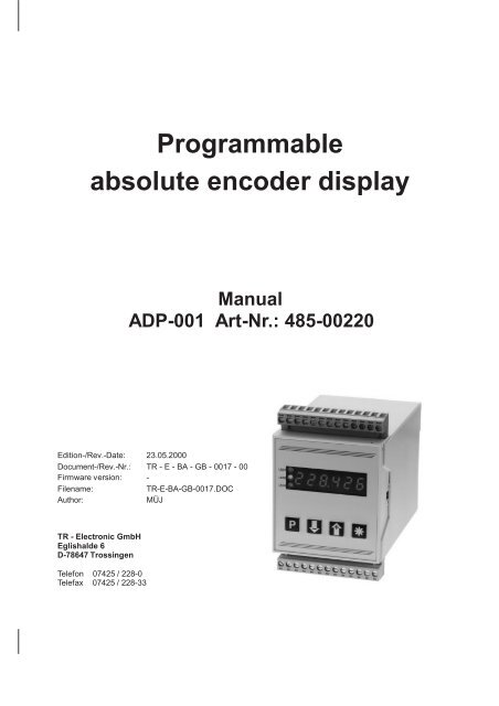 Programmable absolute encoder display - TR Electronic