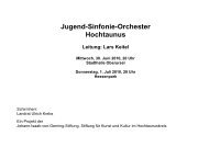 Jugend-Sinfonie-Orchester Hochtaunus Leitung - Hochtaunuskreis