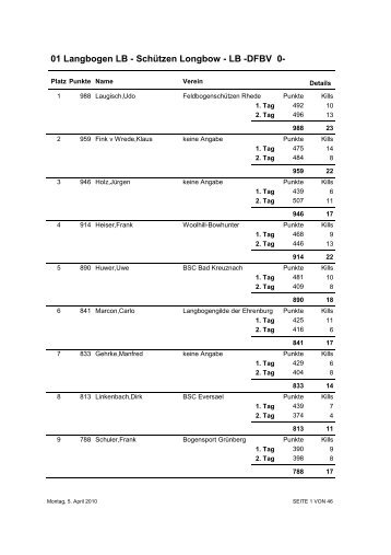 01 Langbogen LB - Schützen Longbow - LB -DFBV 0- - BSC Erftstadt