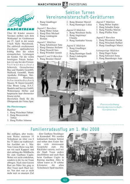 Stadtzeitung Juni 2008 - Marchtrenk