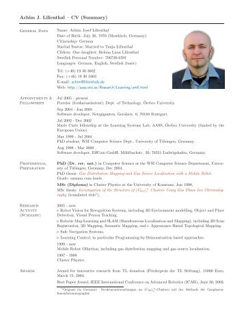 Achim J. Lilienthal – CV (Summary)