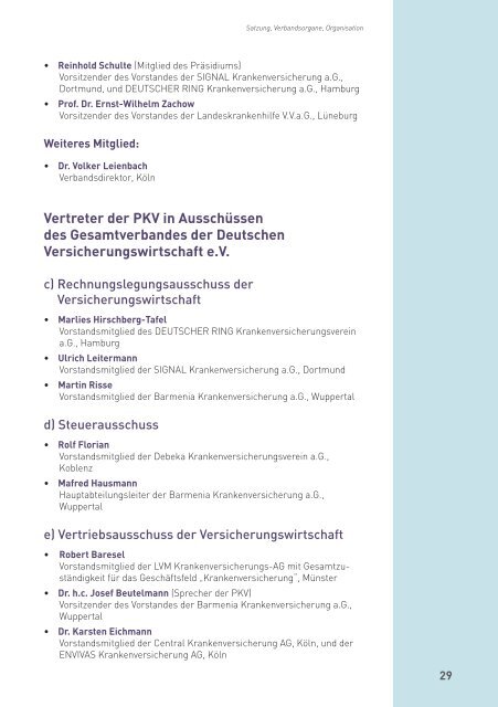 Satzung, Verbandsorgane, Organisation - PKV - Verband der ...