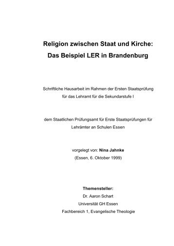 Religion zwischen Staat und Kirche: Das Beispiel ... - bei DuEPublico