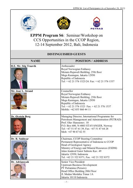 EPPM Program S6 - CCOP