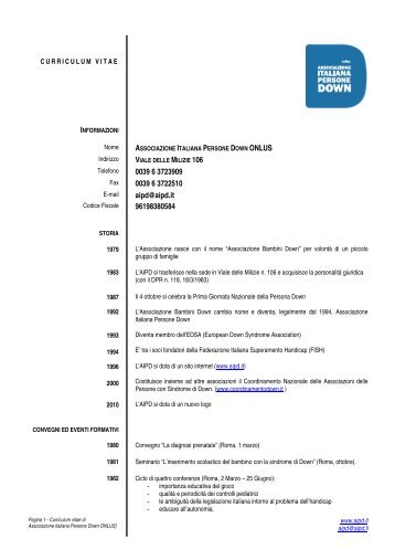 FORMATO EUROPEO PER IL CURRICULUM VITAE - AIPD