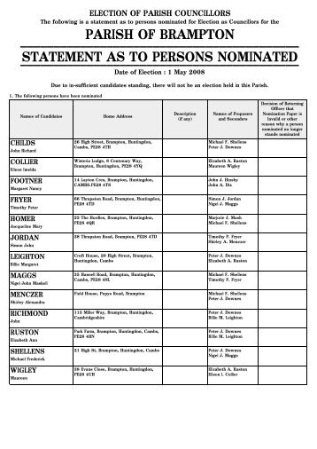 Election of Parish Councillors - Huntingdonshire District Council