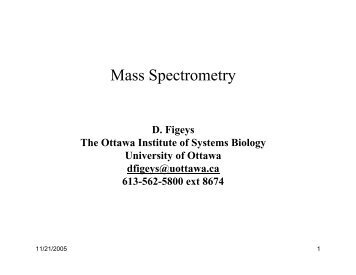 Mass Spectrometry - Faculté de médecine de l'université d'Ottawa