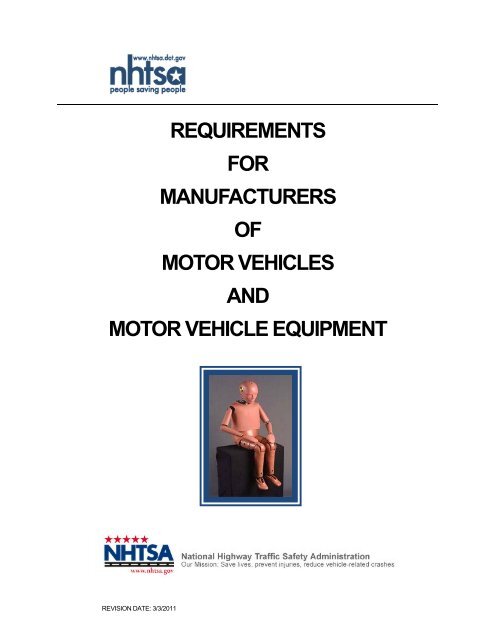 Outline for New Manufacturer Information - NHTSA