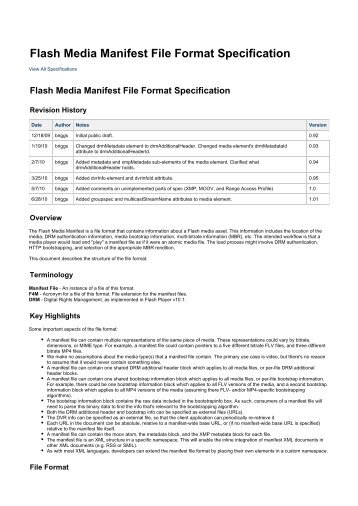 Flash Media Manifest File Format Specification
