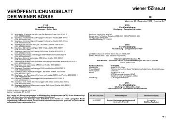 VERÖFFENTLICHUNGSBLATT DER WIENER BÖRSE