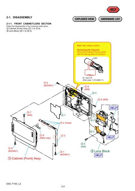 Service Manual of Sony DSC-T100 Digital Camera - SONYRUS