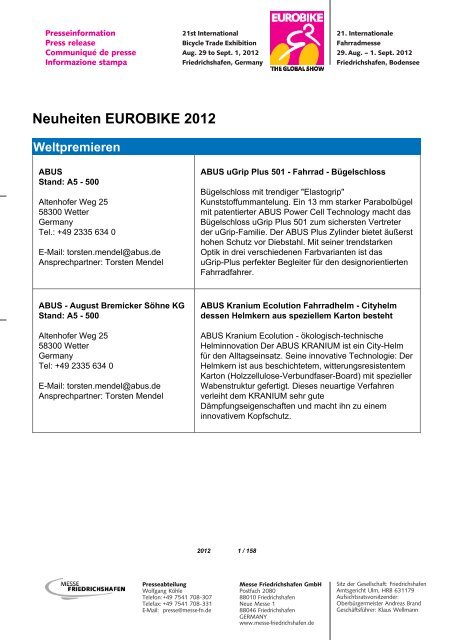 Neuheiten EUROBIKE 2012 Weltpremieren