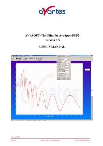 AVASOFT-ThinFilm for AvaSpec-USB2 version 7.5 USER'S MANUAL